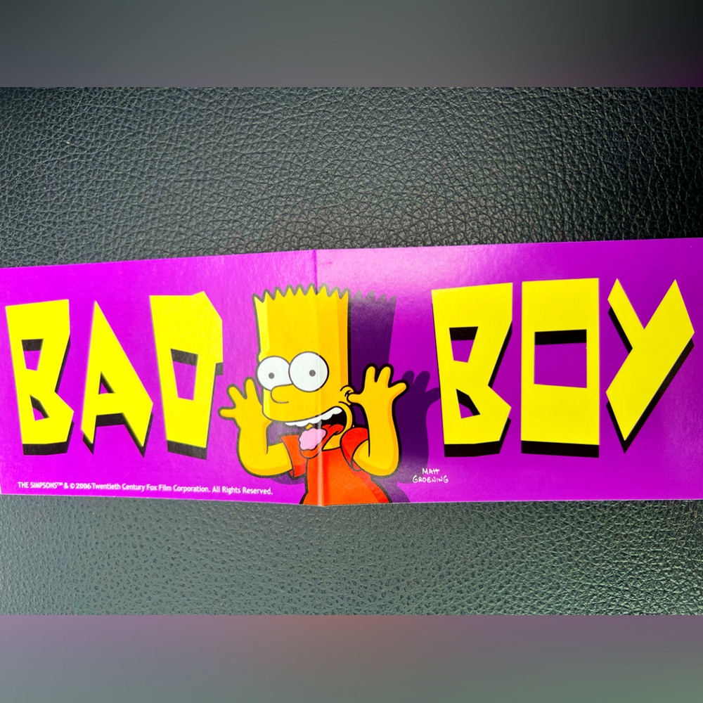 Bad Boy Bart The Simpsons Retro Animated Tv Show 2016 DeadStock Bumper Sticker
